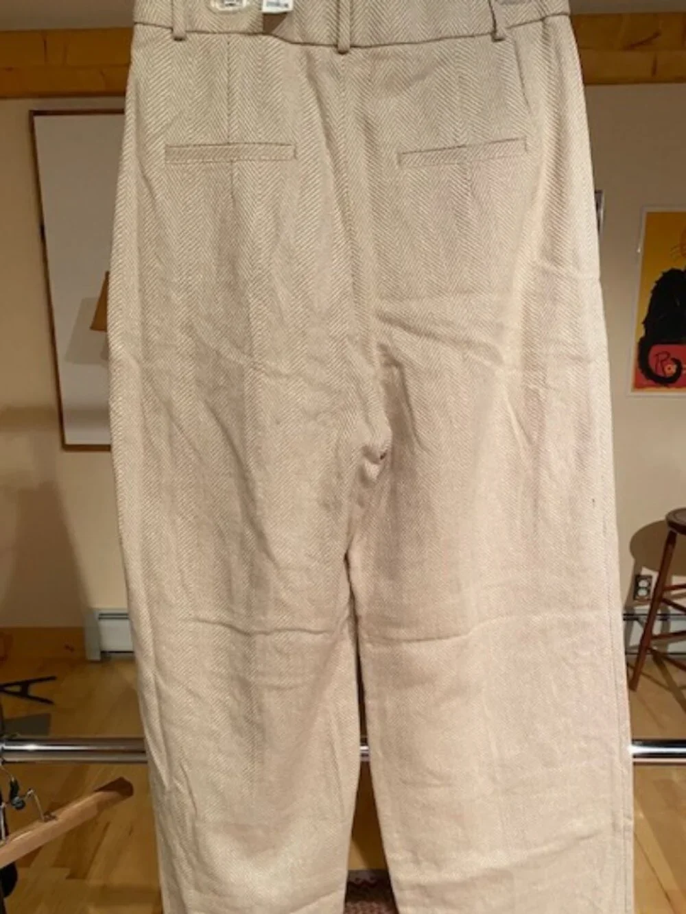 Banana Republic NWT SZ 8 Norfolk Wide Leg Linen Cotton Pant Herringbone